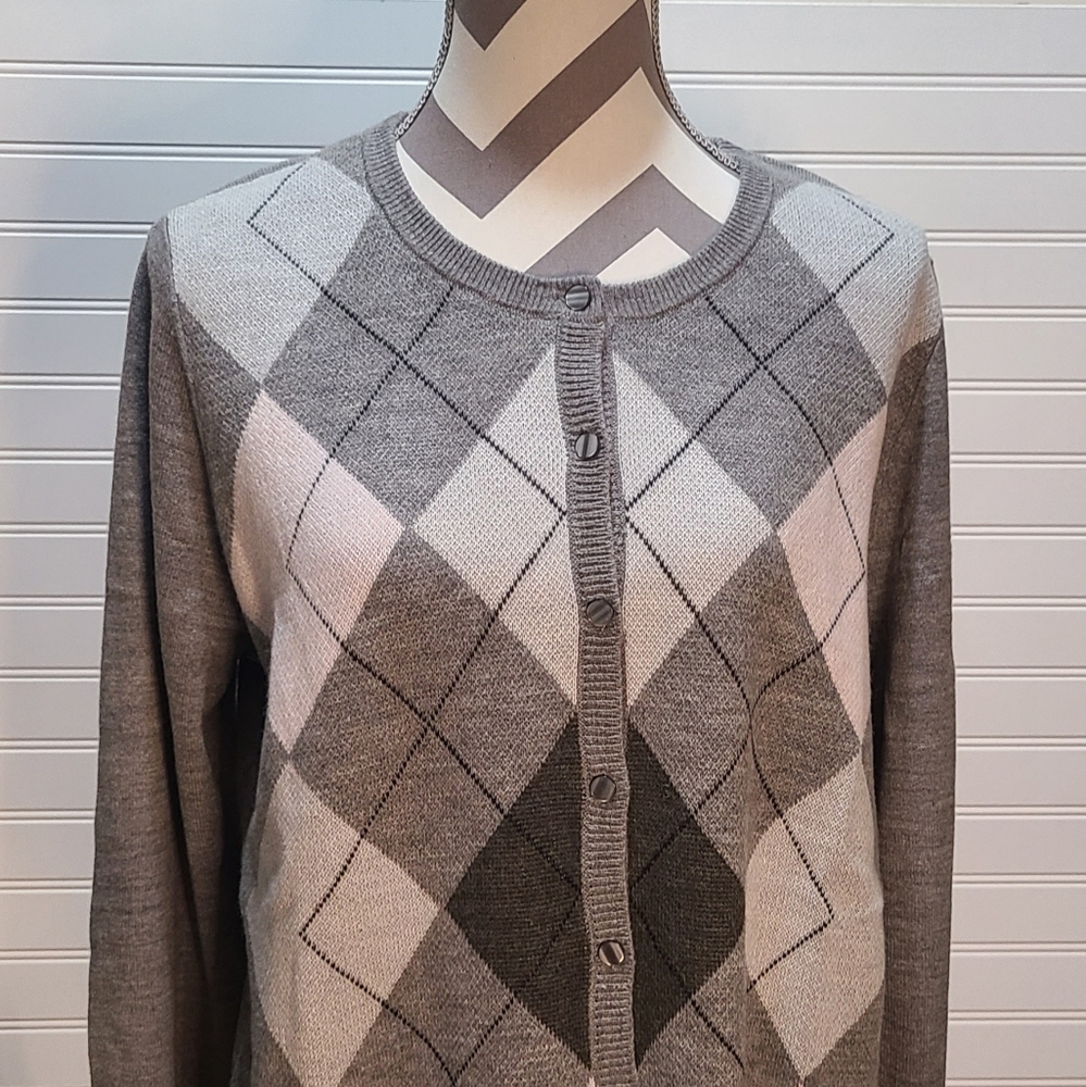 Croft & Barrow Argyle Gray Cardigan